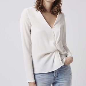 Topshop Tuck Drape Front Blouse